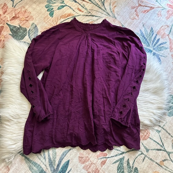 TORRID Challis Embroidered Cut Out Long Sleeve Blouse - Picture 6 of 8